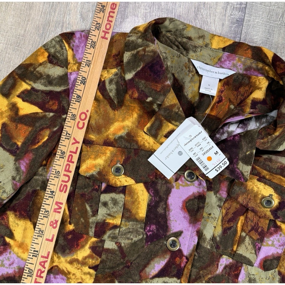 Christopher Banks Fall Colors Blazer Jean Jacket Style Size M Cotton Poly NWT - Picture 10 of 12